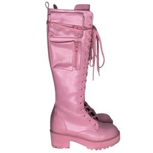 Sugar Thrillz Bubblegum Obsidian Pocket Combat Boots